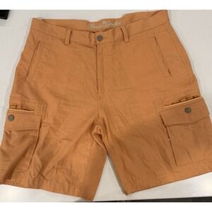Paradise Collection Men's Cargo Shorts Tangerine Size 38 Linen Cotton Blend EUC